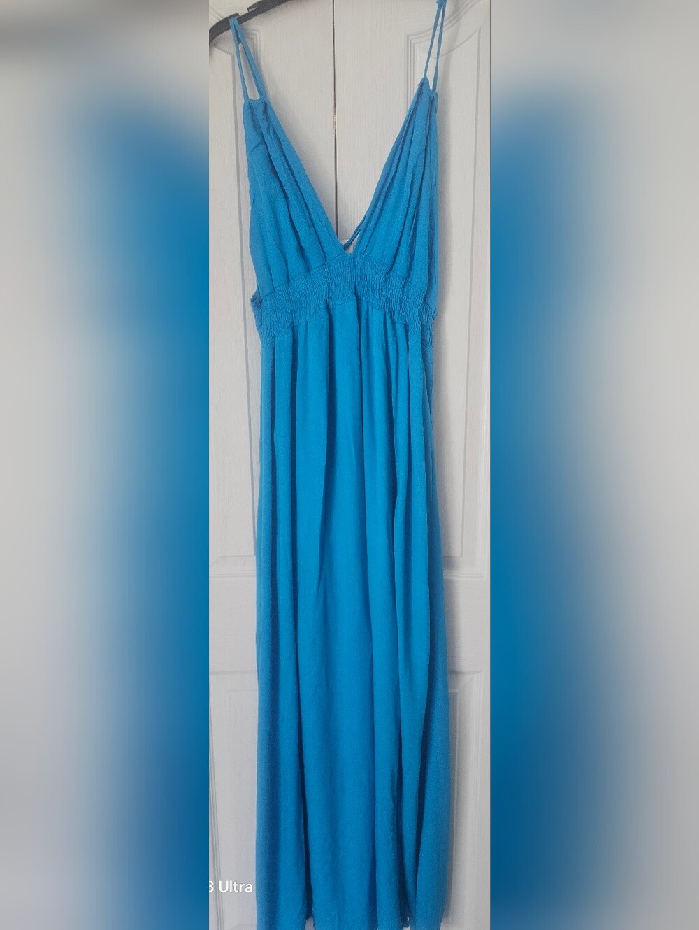 NWT TIMILY Elegant blue sleeveless maxi dress with a deep V-neck Size Large - Picture 4 of 13